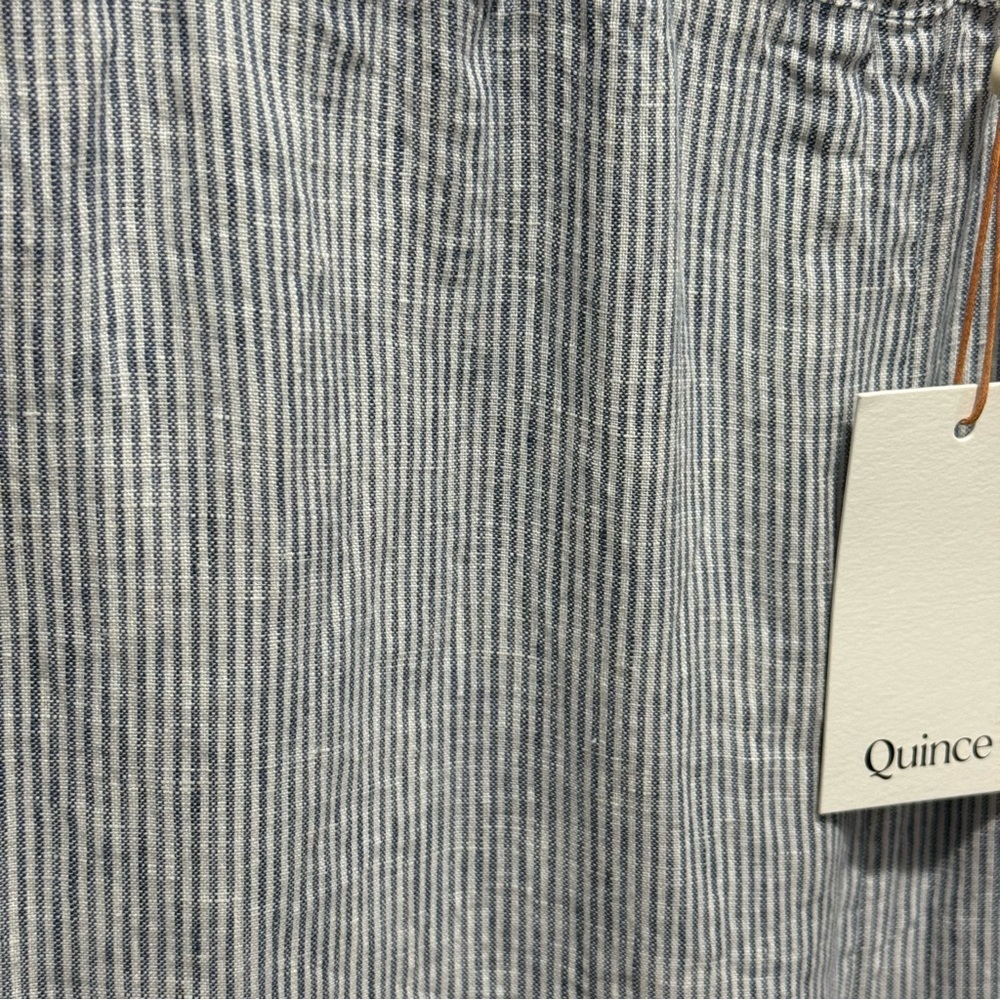 Quince Linen Pull On Pants L Pinstripe Linen Lightweight Summer Trouser Vacation - Picture 4 of 14